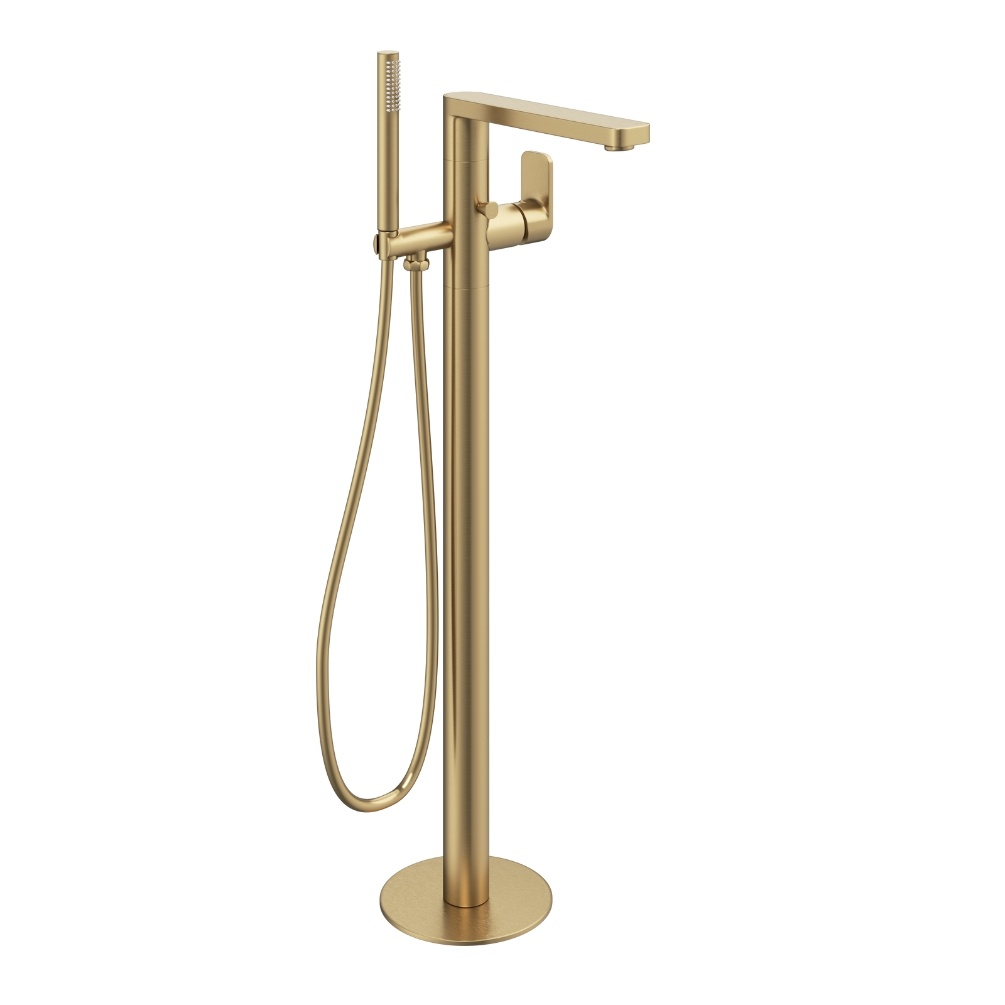 Product Cut out image of the Abacus Edge Brushed Brass Freestanding Bath Shower Mixer TBTS-624-3602